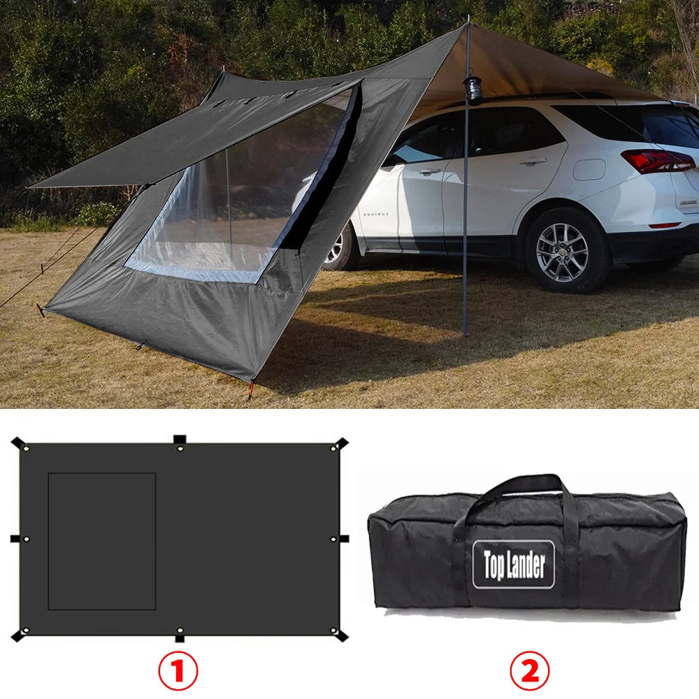 Car Tarp with Mesh Skylight – SUV Awning Shelter Waterproof Canopy 4.8x2.8m