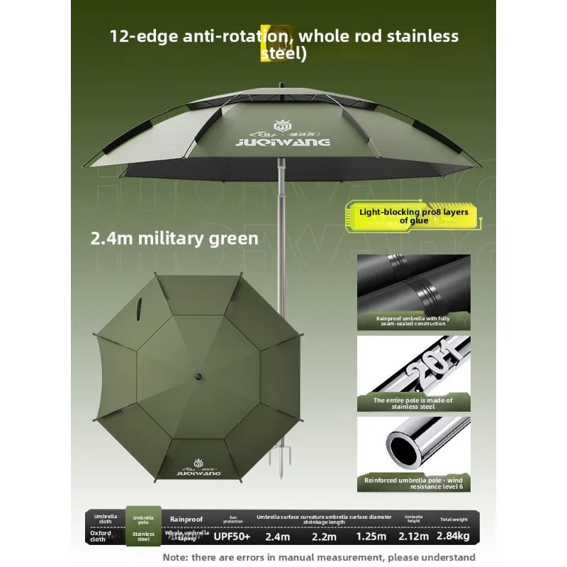 Outdoor Fishing Umbrella 360 Degree Rotatable Sunshade Camping UV Resistant Thickened Waterproof Walking Stick Umbrella Trekker Essentials