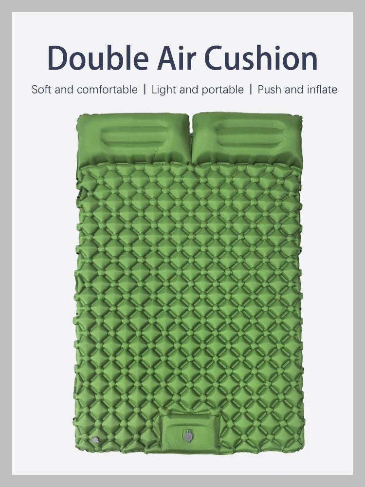 Double Inflatable Camping Mattress – Extra Wide Ultralight Sleeping Pad with Built-in Pump for Camping & Travel Trekker Essentials