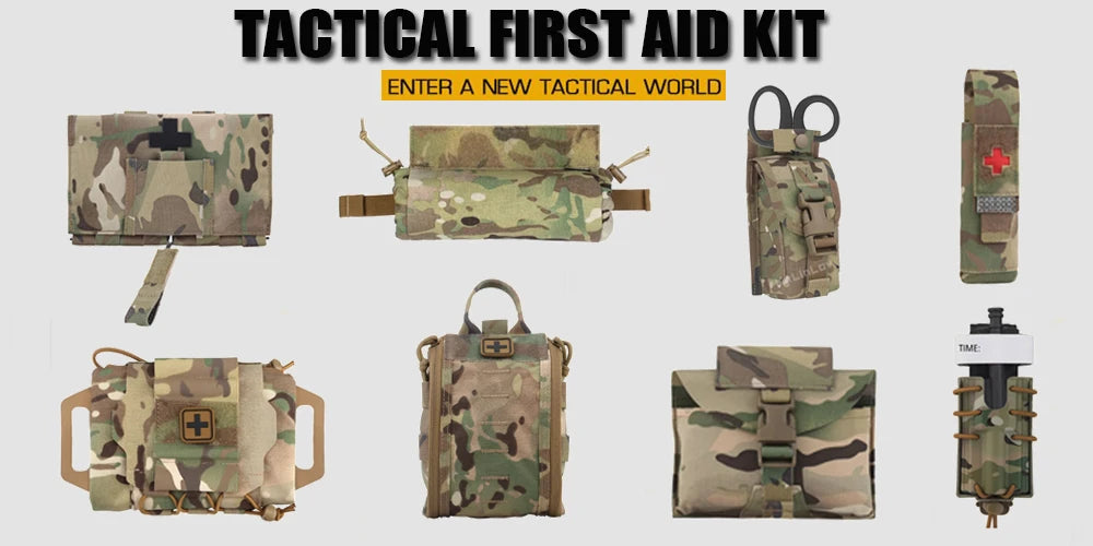 Camo Style MD2 Compact Trauma Kit Tactical IFAK Medical First Aid Pouch Outdoors Hunting Camping Patrol Survival Equipment Trekker Essentials