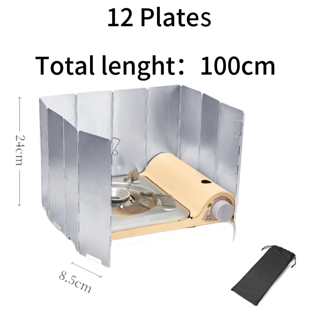 Parabrisas de aleación de aluminio para estufa de camping: protector cortavientos ajustable con bolsa de almacenamiento