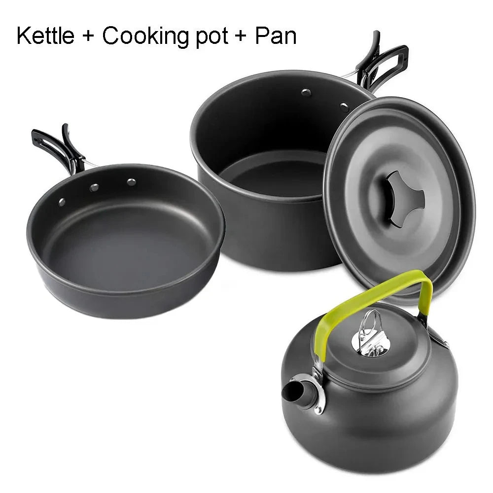 Ultralight Camping Cookware Set - Non-Stick 3-Piece Aluminum Pot/Pan/Kettle