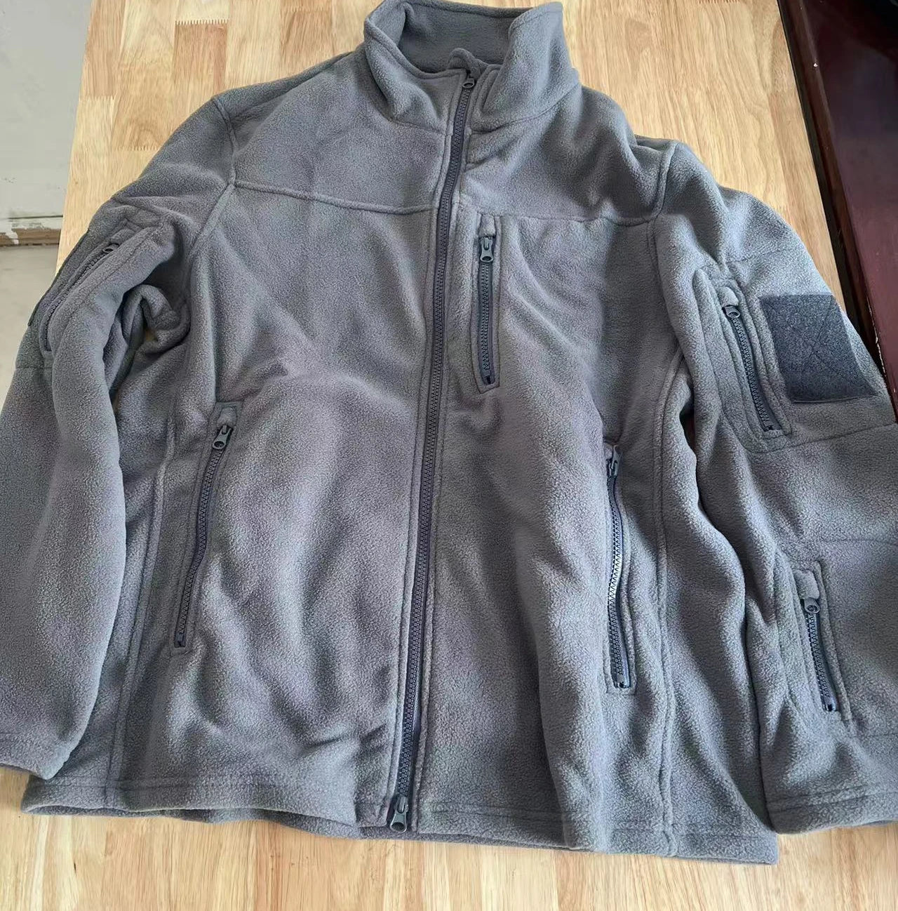 Men's Thermal Polar Fleece Jacket – Windproof Stand Collar Tactical Coat with Multi-Pockets