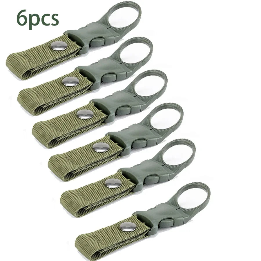 6-Pack Military-Grade Water Bottle Clips – Heavy Duty Nylon Webbing Buckle Hooks for Camping, Hiking & Backpack Accessories