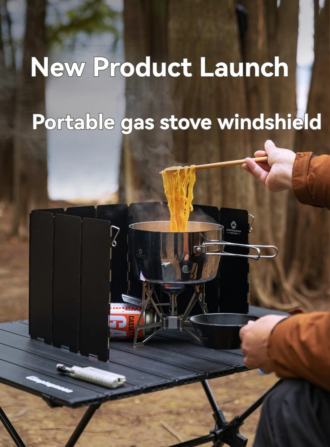 CAMPINGMOON YD8/YD10 Wind Shield – Foldable Aluminum Alloy Gas Stove Wind Guard for Camping, Hiking & Outdoor Cooking