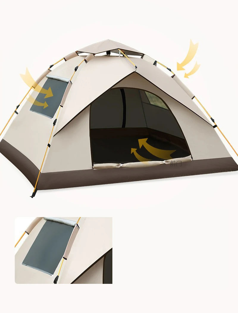 3-4 Person Instant Pop-Up Tent - Waterproof Automatic Camping Tent with Fiberglass Poles for Family Outdoor Adventures