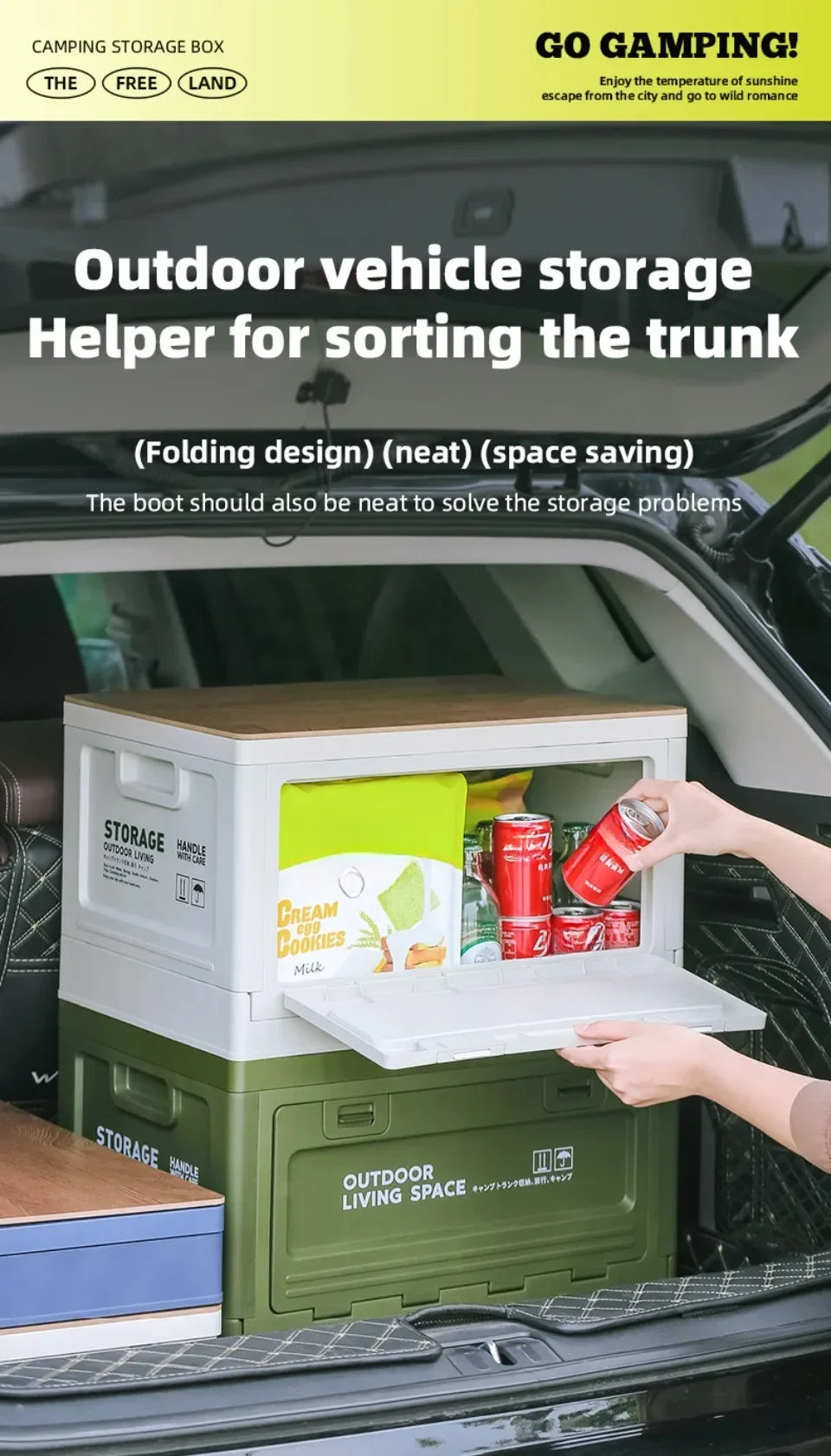 Foldable Camping Storage Box – 27L/50L Large Capacity Organizer for Outdoor, Picnic & Car Trunk