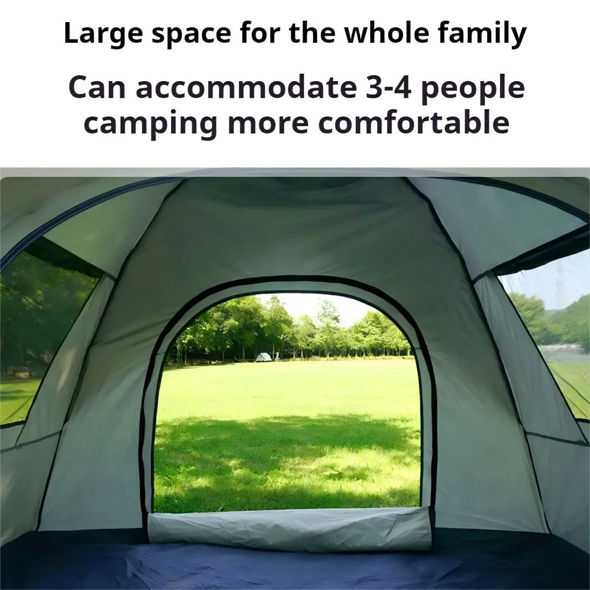 Instant Pop-Up Camping Tent - 4-Season Shelter with Dual Doors & Windows