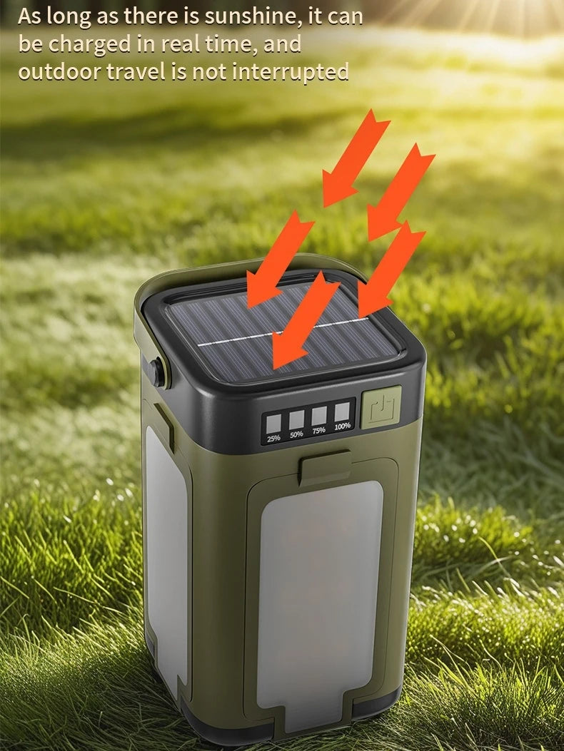Multifunctional 4-Leaf Foldable Camping Lantern Solar Rechargeable Large Capacity Portable Outdoor Emergency Light Trekker Essentials