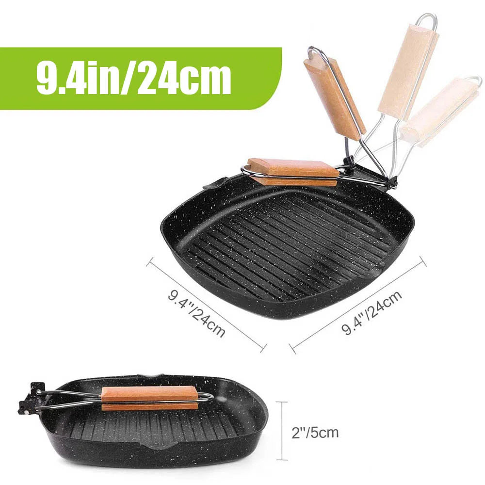 Portable Non-Stick Frying Pan with Folding Handle for Camping, Hiking, and Outdoor Cooking