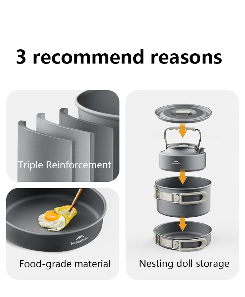 Portable Camping Cookware Kit – Outdoor Frying Pan, Kettle & Foldable Cooking Utensils Set for Camping & Picnic Trekker Essentials