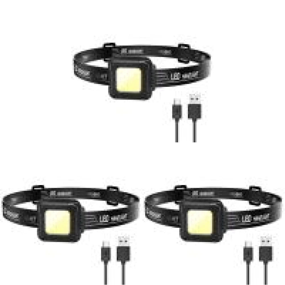 USB-C Rechargeable Headlamp – 200-Lumen COB LED Head Torch with 4 Light Modes, Adjustable Angle for Camping, Hiking, Fishing & Work