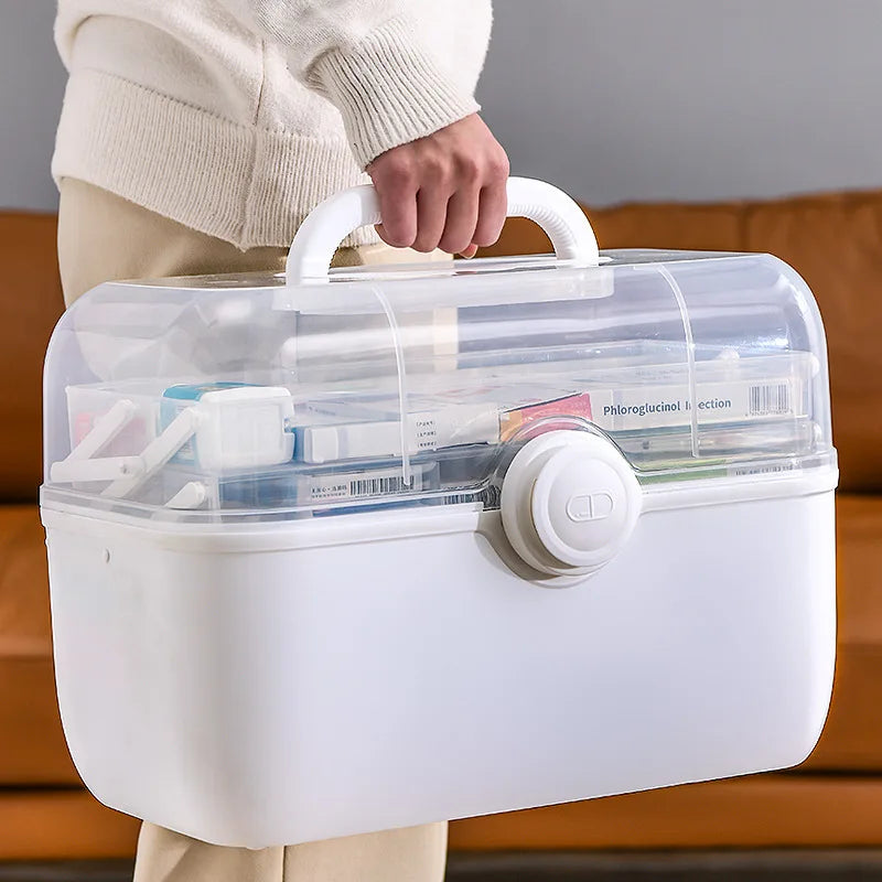 3-Layer Large-Capacity Medicine First Aid Kit Portable Foldable Split Multi-Layer Storage Box Medicine Container Family Tool Box Trekker Essentials