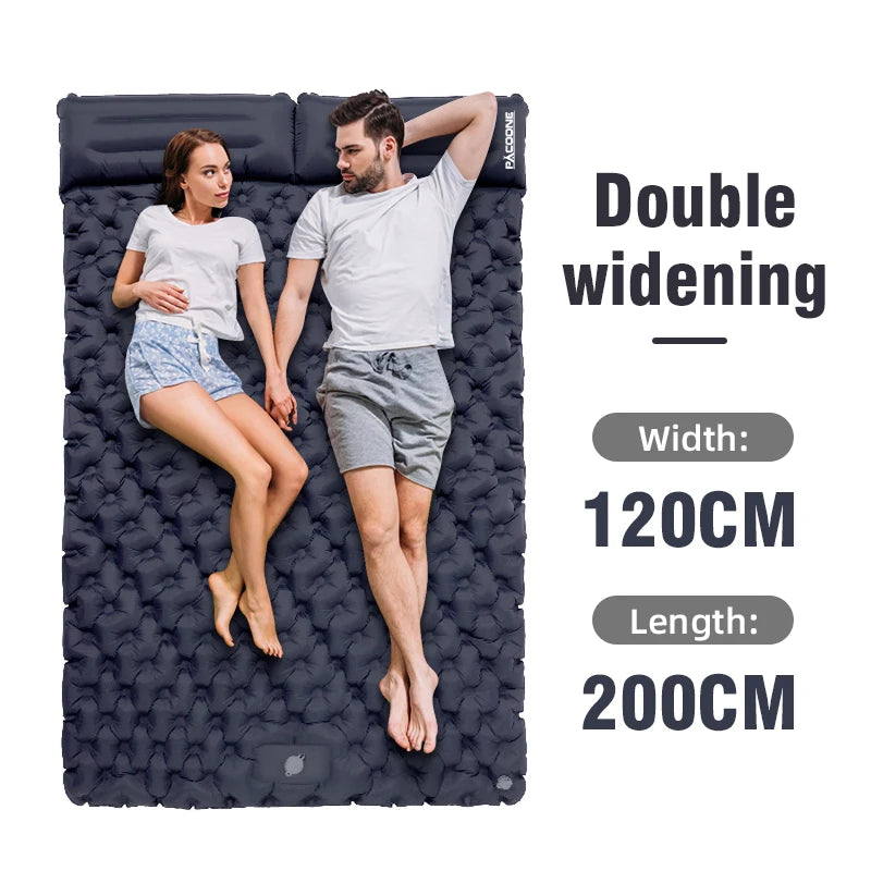 Double Inflatable Camping Mattress – Ultralight Extra Wide Sleeping Pad with Built-In Pump for Camping & Travel Trekker Essentials