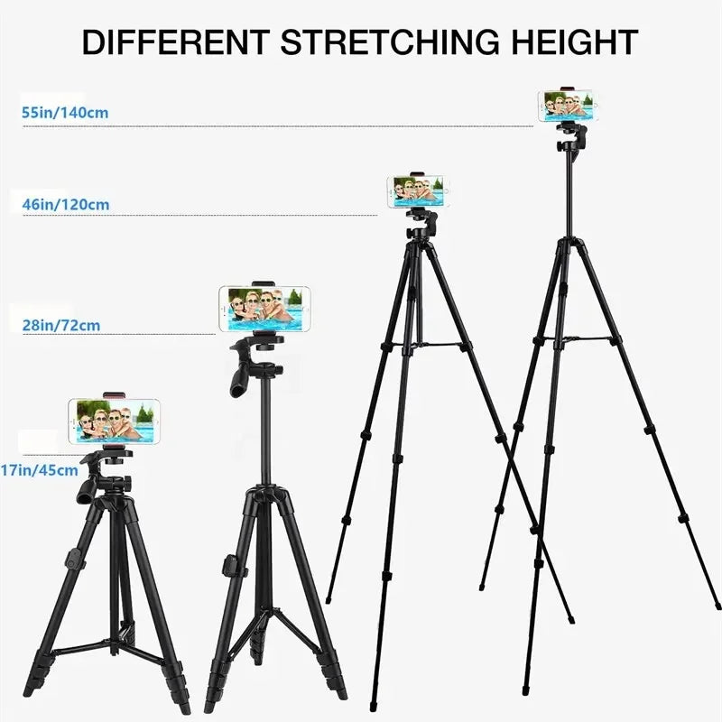 Professional Aluminum Tripod Stand with Bluetooth Remote - 140cm Extendable for Smartphones, DSLR & GoPro (iPhone/Xiaomi/Huawei Compatible)