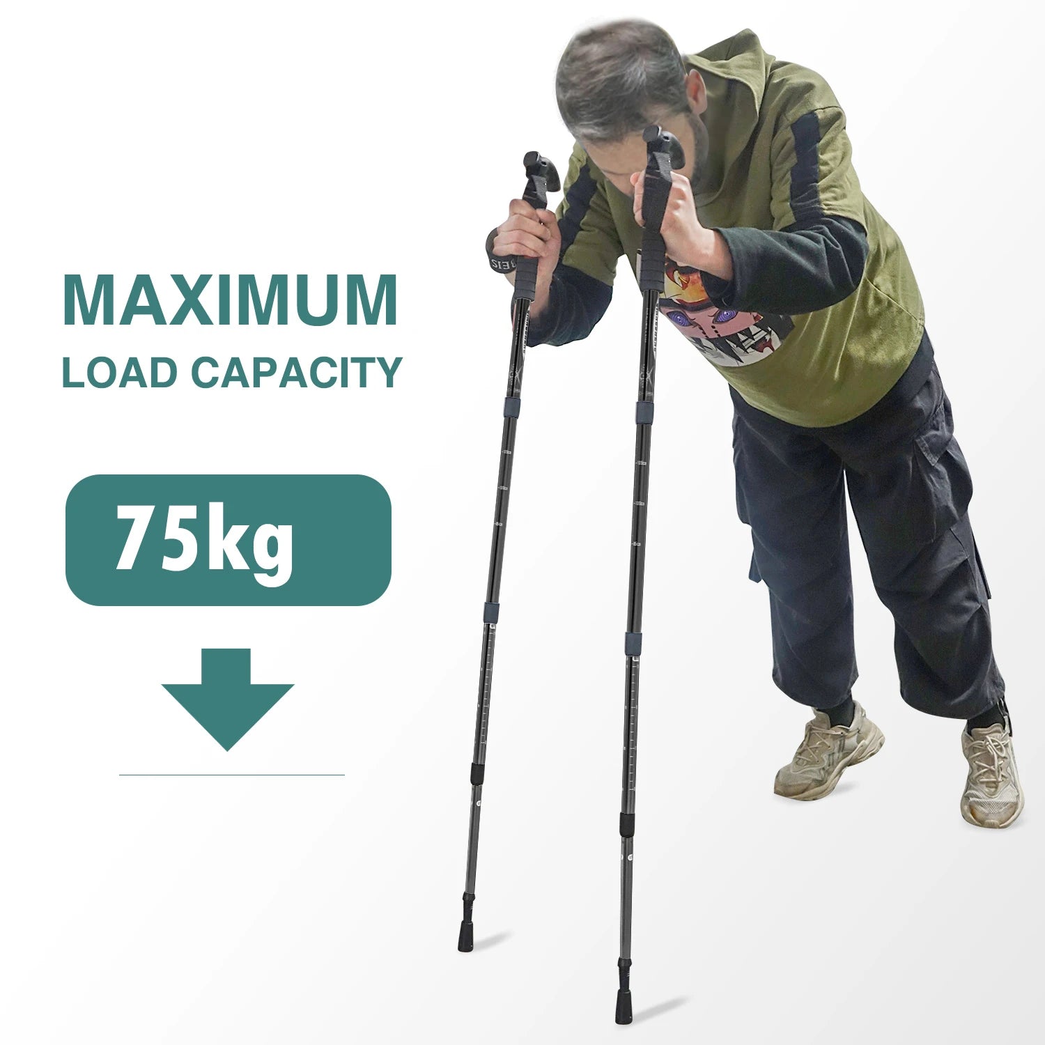 4-Section Telescopic Trekking Pole, Lightweight Folding Walking Stick for Hiking & Climbing