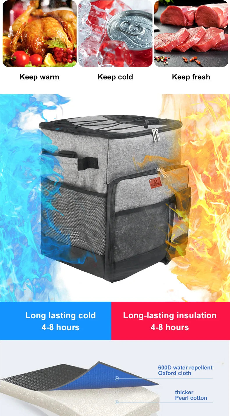 Cooler with Wheels and Handle Removable Wheels Insulated Portable Rolling Cooler Bag for Camping Hiking BBQ Summer Beach Travel
