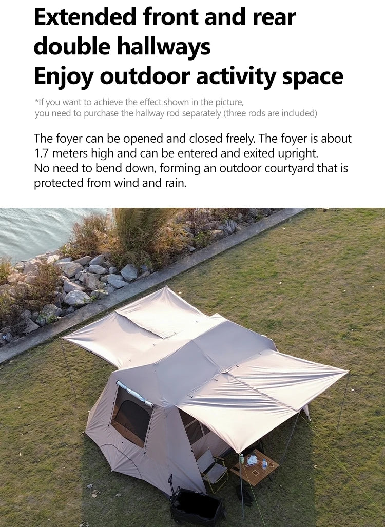 Fully Automatic Quick Open Two-Room Camping Tent – Waterproof 4-8 Person Cabin Tent for Outdoor Overnight Stays