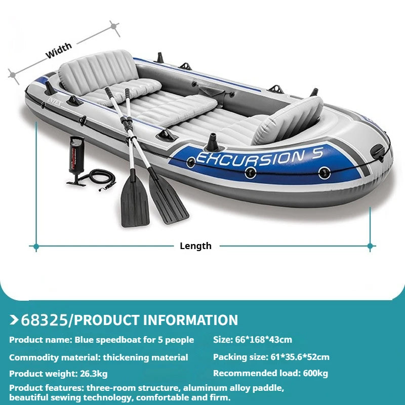 Heavy-Duty 1-3 Person Inflatable Boat: Fishing Dinghy with Detachable Seats & Foldable Kayak Design