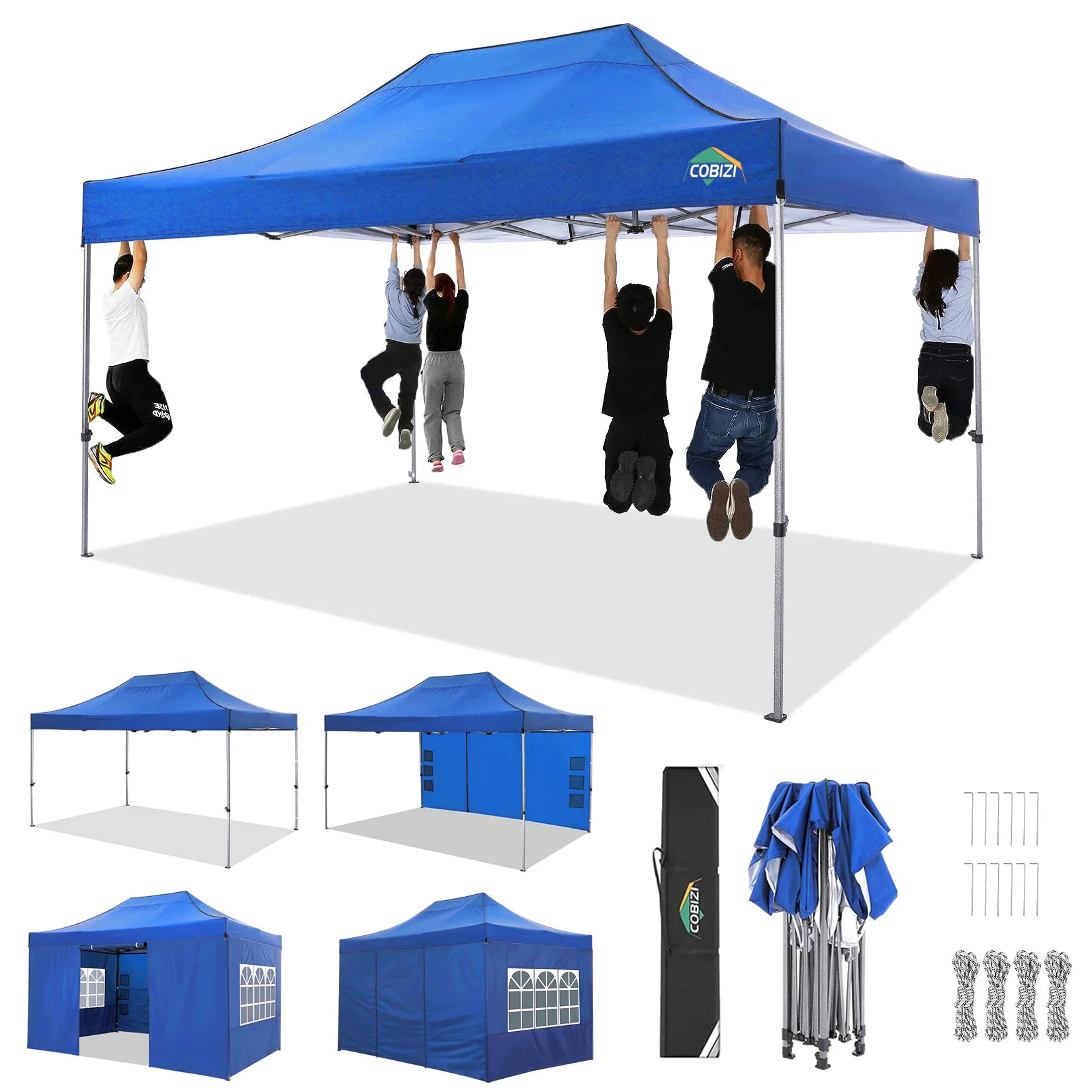 10'x15' Heavy-Duty Pop-Up Canopy Tent – Waterproof 4-Sidewall Commercial Gazebo