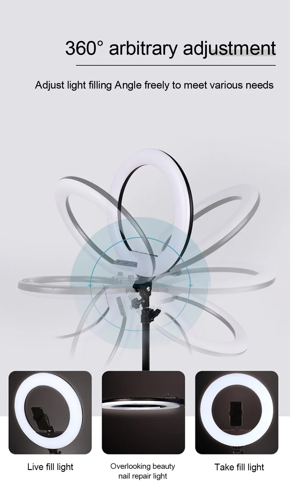 LED Ring Light with Adjustable Tripod Stand – Dimmable Circle Fill Light for Selfie, Makeup, Photography, and Video