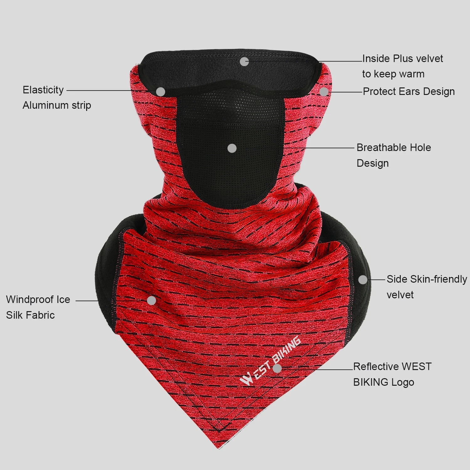 WEST BIKING Winter Windproof Ski Warm Mask Fleece Running Fishing Hiking Scarf Cycling Motorcycle Neck Warmer Thermal Sport Gear Trekker Essentials