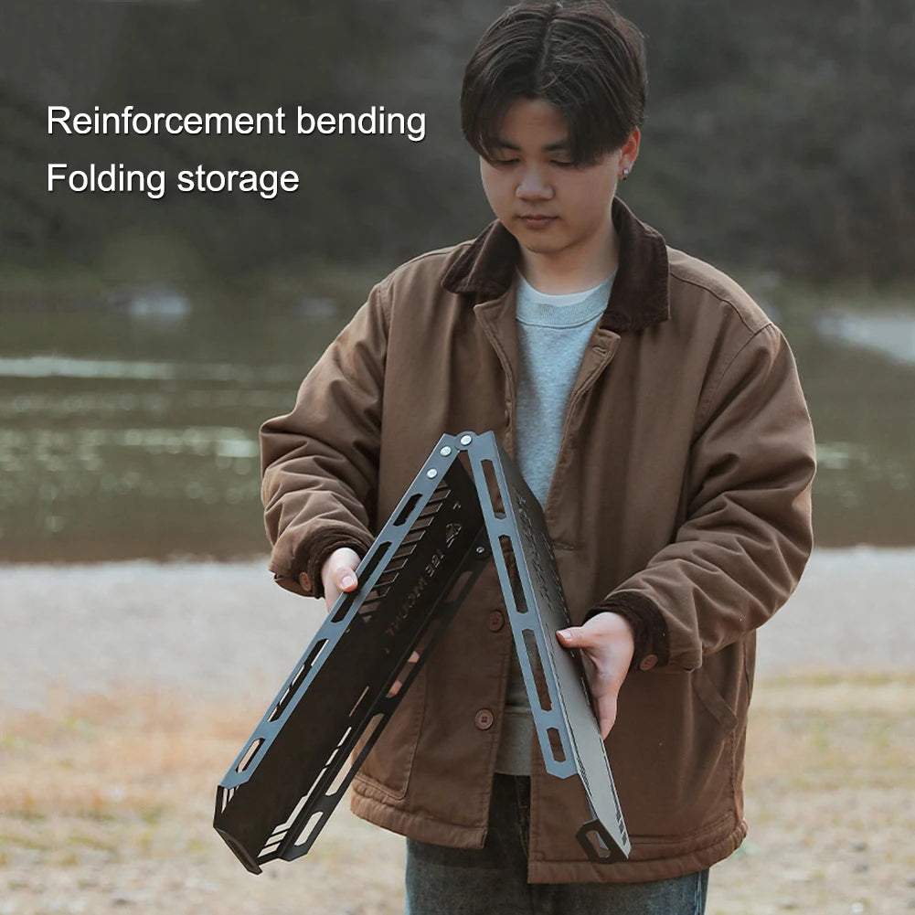 Foldable Camping Tripod Top Plate – High-Strength Hanging Rack with BBQ Holes for Picnics, Hiking & Outdoor Cooking