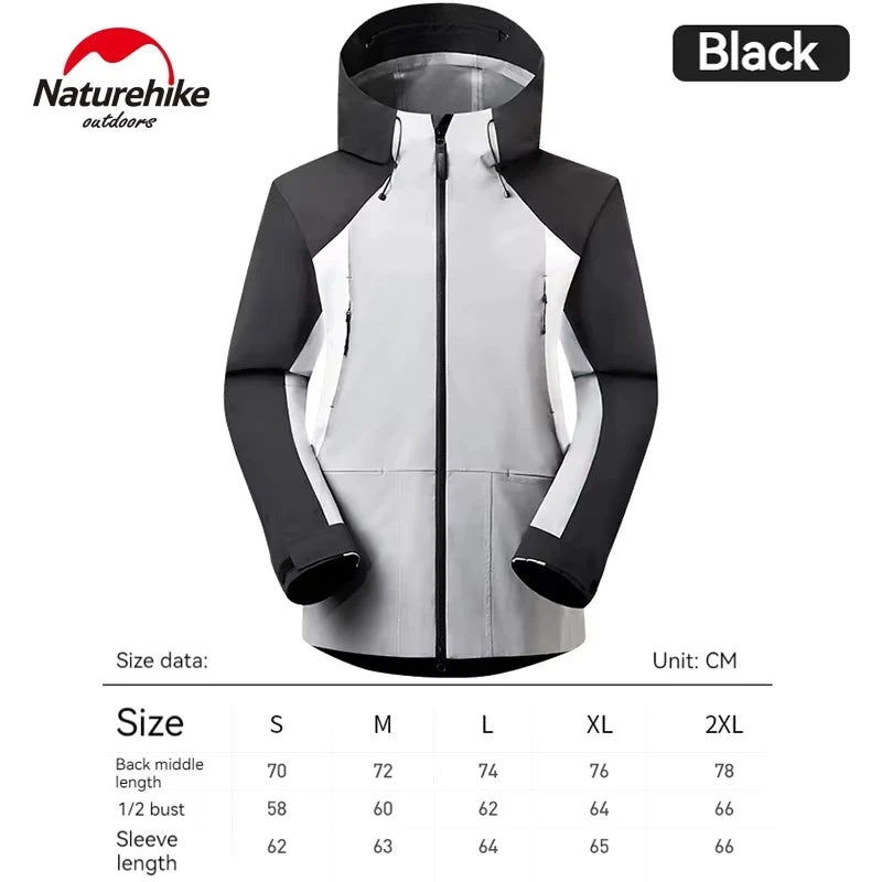 Naturehike Waterproof Hooded Jacket Hiking Hardshell Coat Camping Windbreaker Fishing Raincoat Patchwork Outer Protective Layer Trekker Essentials