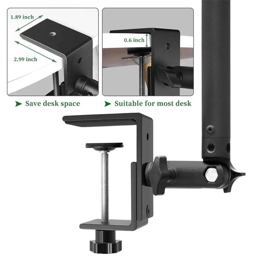 Adjustable C-Stand Tripod with Ball Head - Desktop Monitor & DSLR Mount