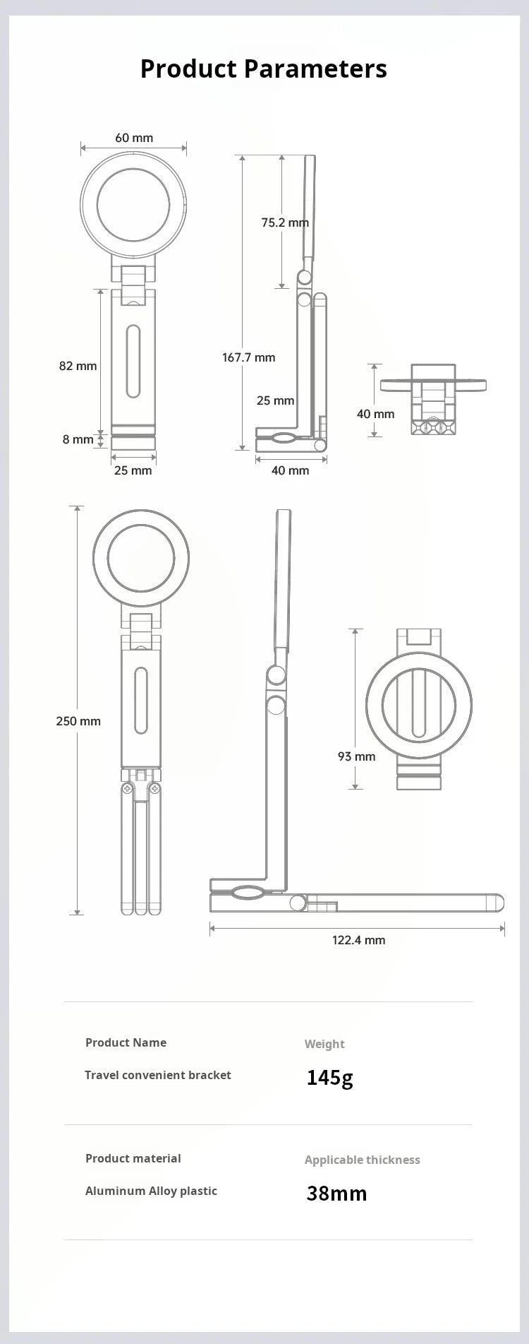 Magnetic Phone Tripod Stand - 360° Foldable Holder for iPhone & Android