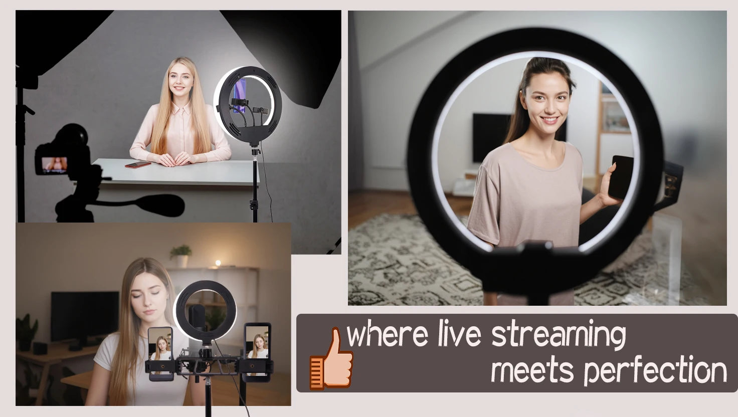 6-14" Professional Ring Light Kit with Tripod – Bi-Color 3200K-5600K LED, USB Powered for Live Streaming, Makeup, TikTok Videos