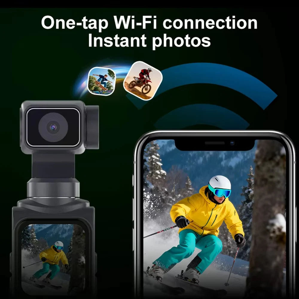 ANSVICAM 4K Wifi Pocket Vlogging Camera 330° Auto Rotatable Touch Screen Sports DV Bodycam Face Tracking Portable Action Cameras Trekker Essentials