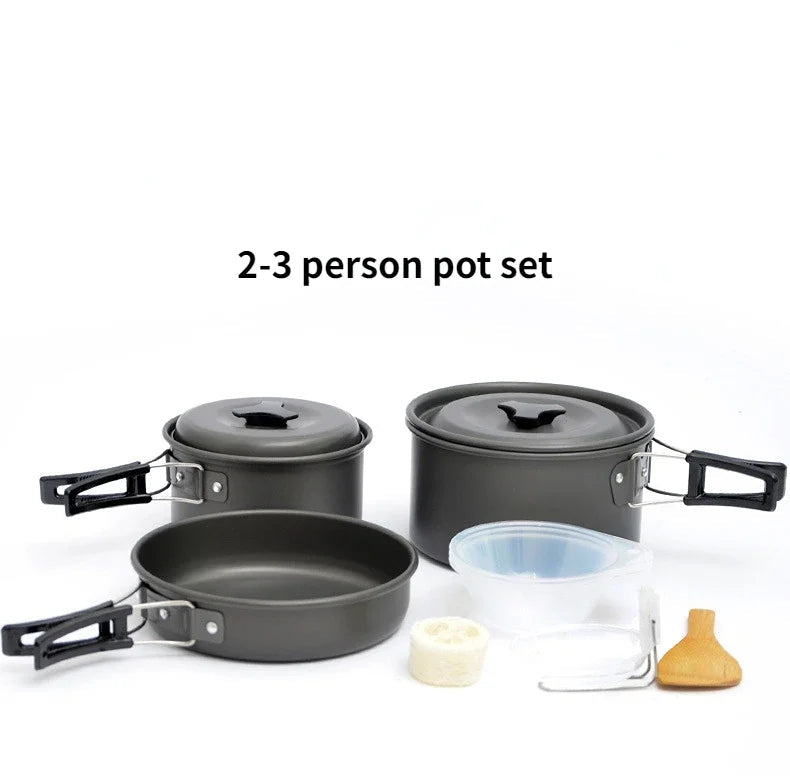 Camping Cookware Set for 1–7 Persons – Lightweight Portable Pot & Pan Set with Carry Bag Trekker Essentials
