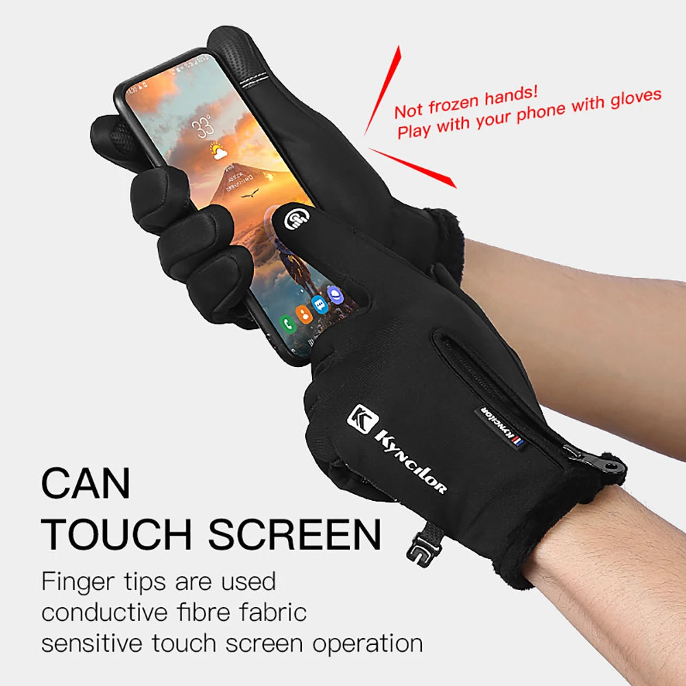 Touchscreen Waterproof Winter Cycling Gloves Full Finger Sports Riding Gloves Mountaineering & Camping