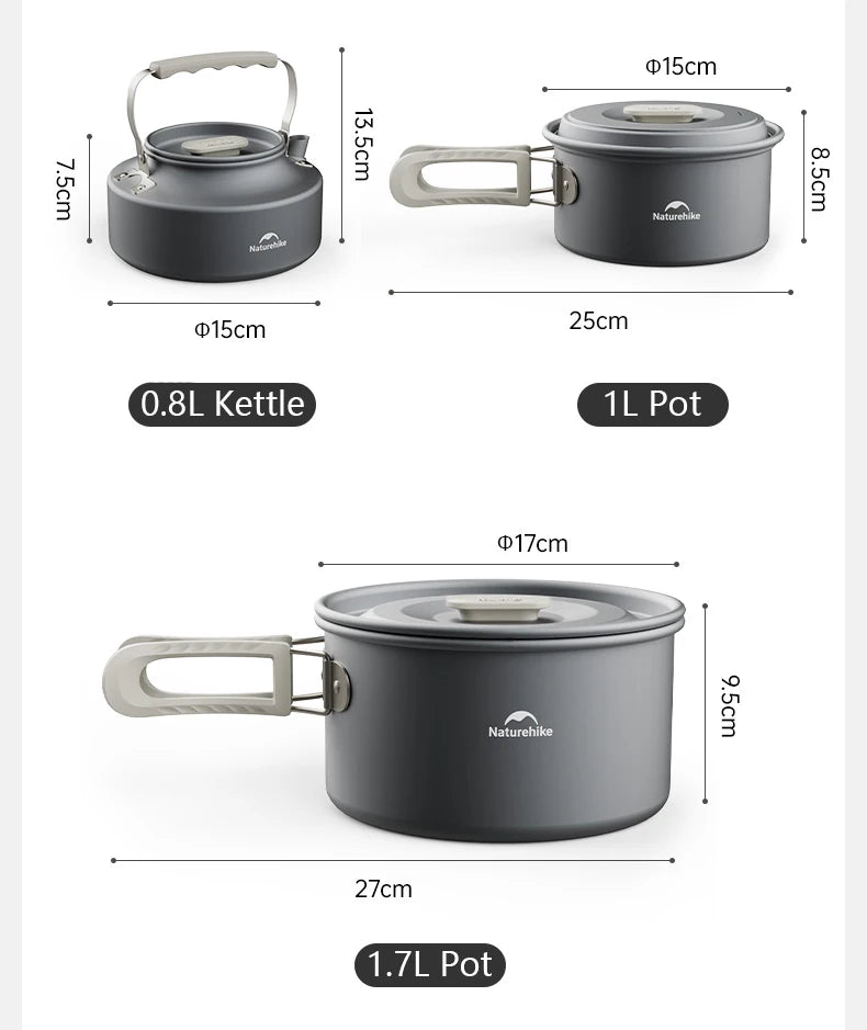 Portable Camping Cookware Kit – Outdoor Frying Pan, Kettle & Foldable Cooking Utensils Set for Camping & Picnic Trekker Essentials