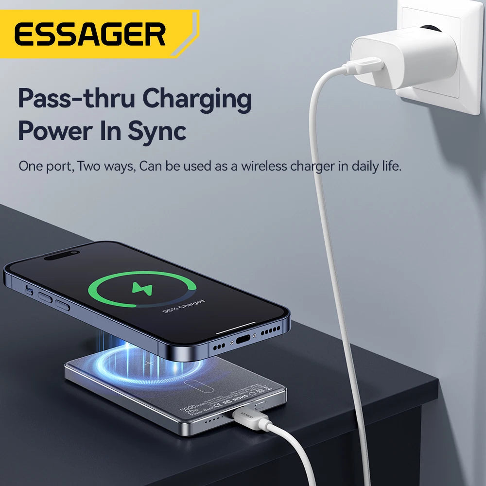 Magnetic Wireless Power Bank 5000mAh – Ultra Slim 20W Fast Charging Portable Charger for iPhone & Smartphones Trekker Essentials