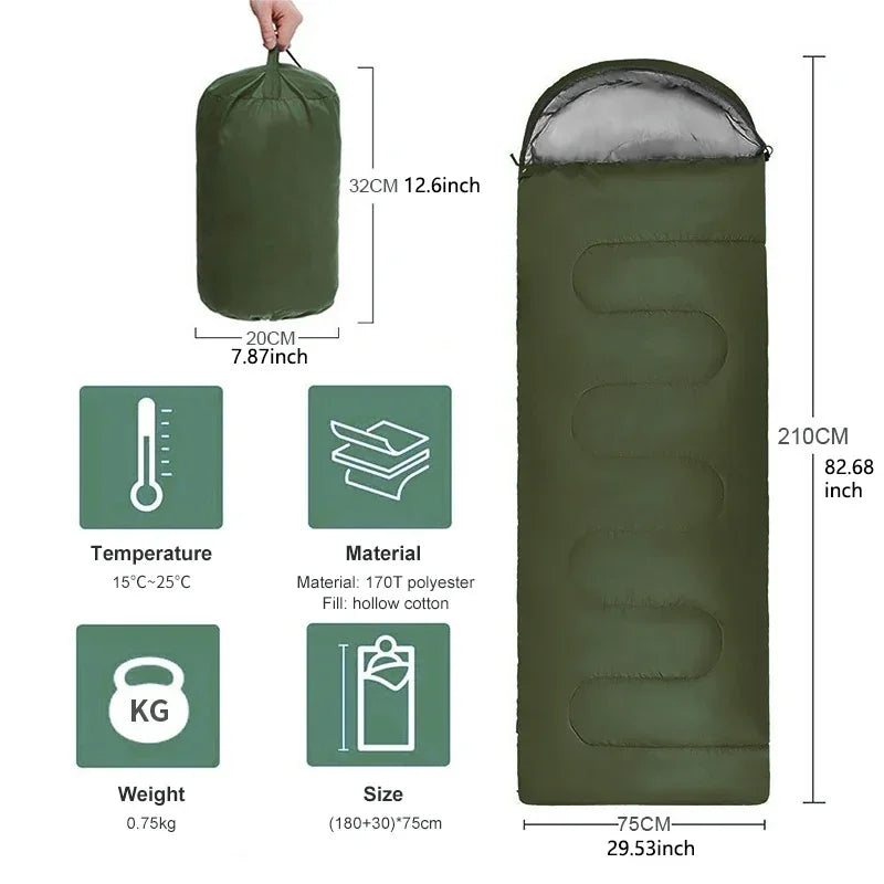 Camping Sleeping Bag Ultralight Waterproof 4 Season Warm Envelope Backpacking Sleeping Bags for Outdoor Traveling Hiking Trekker Essentials