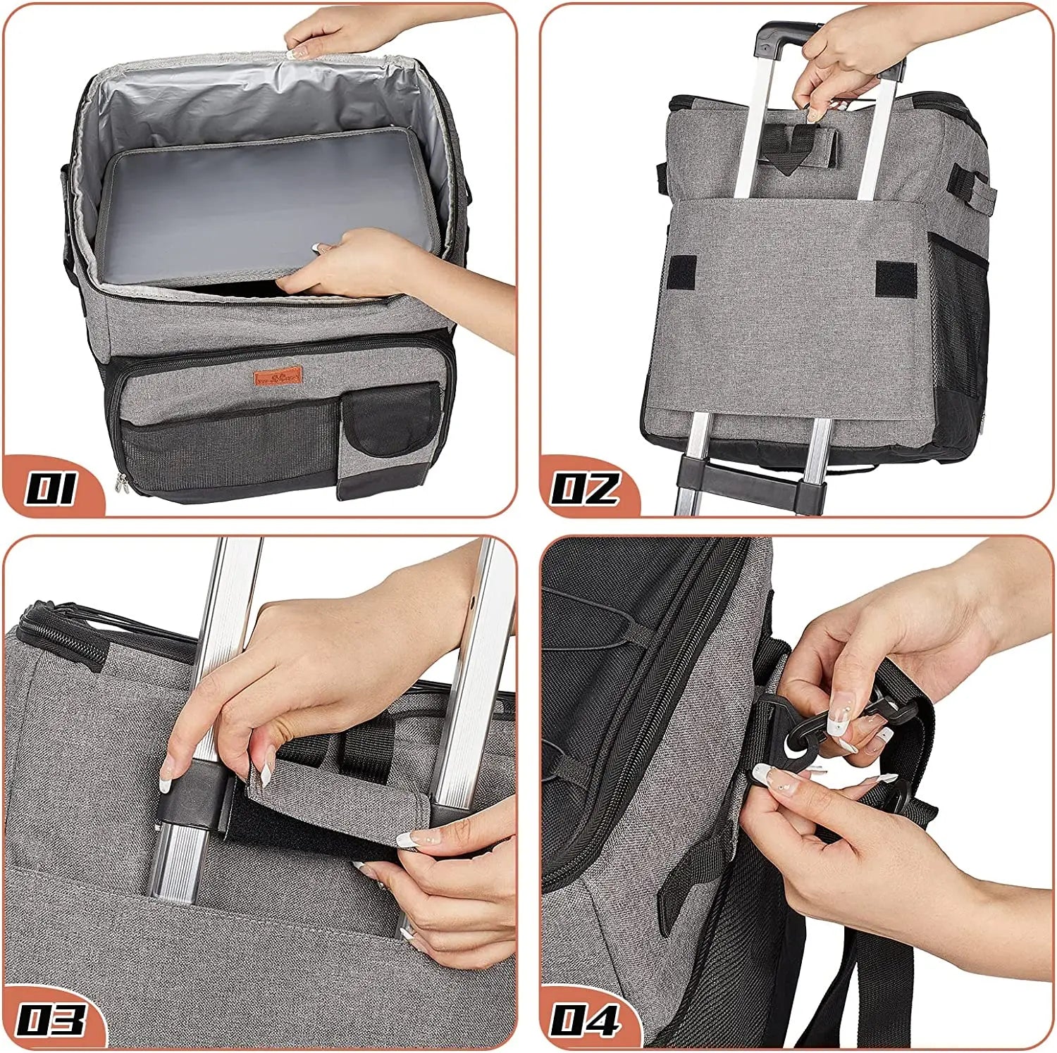Cooler with Wheels and Handle Removable Wheels Insulated Portable Rolling Cooler Bag for Camping Hiking BBQ Summer Beach Travel
