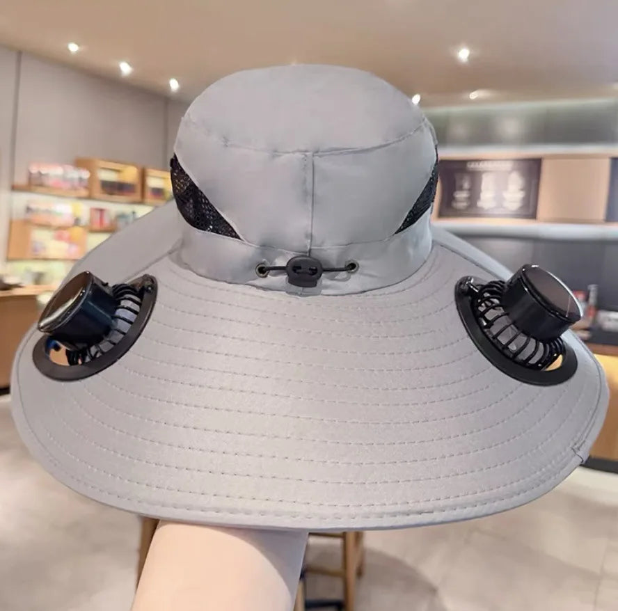 Solar Powered Sun Hat Cooling Fan UV Protection Outdoor Hiking Fishing Camping Summer Travel Bucket Hat Sun Protection Hat Trekker Essentials