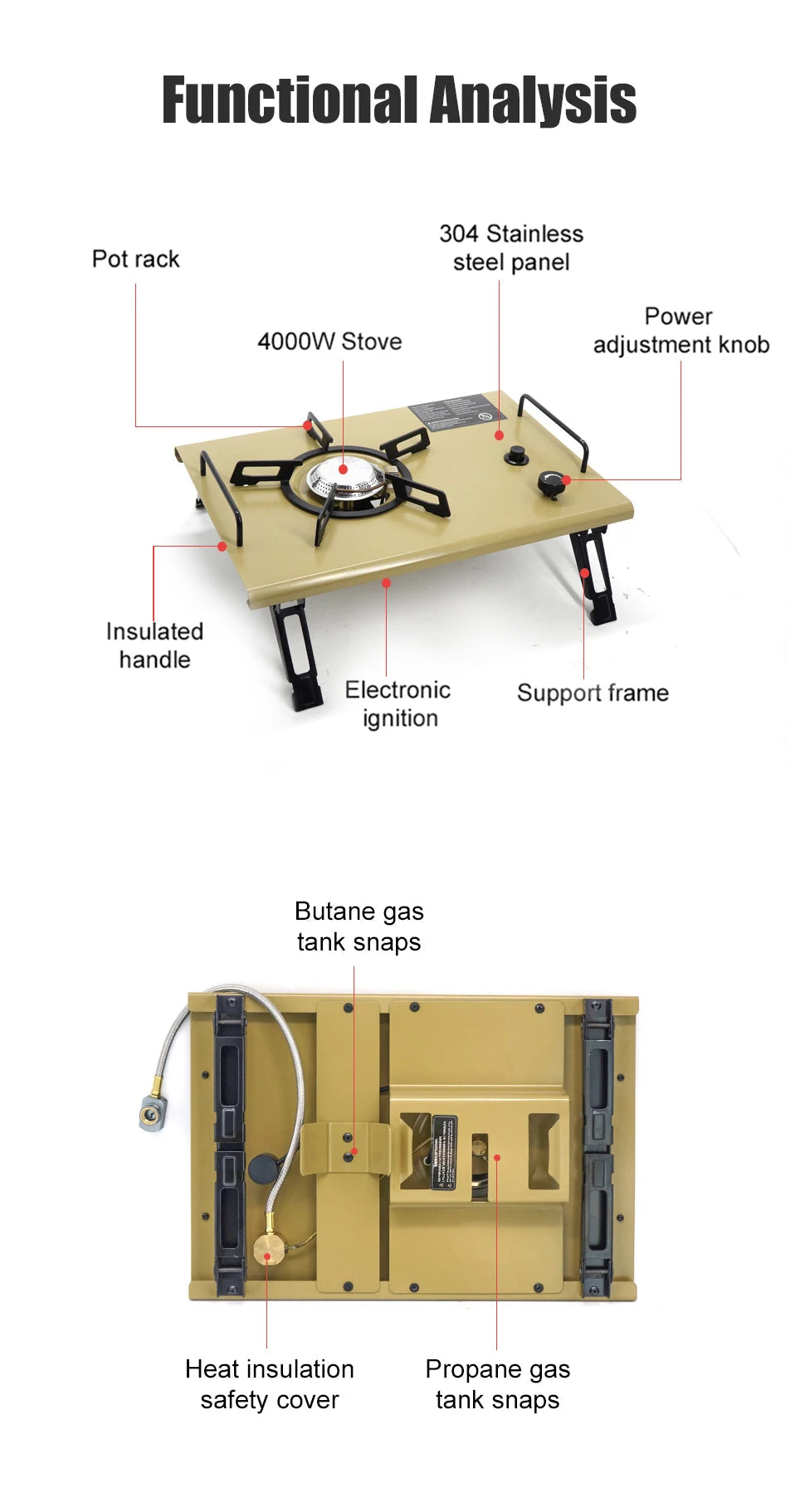 WESTTUNE IGT Gas Stove Burner Strong Fire Heater Furnace Portable Outdoor 4000W High Power Stainless Steel Camping Table Stove Trekker Essentials
