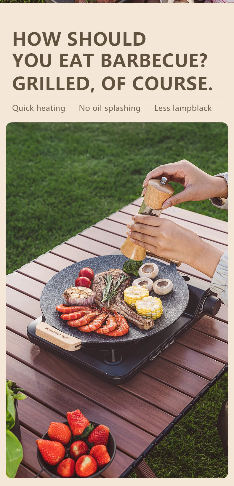 30CM Non-Stick BBQ Grill Pan – Portable Outdoor Camping Grill Plate for Stovetop & Barbecue Cooking Trekker Essentials