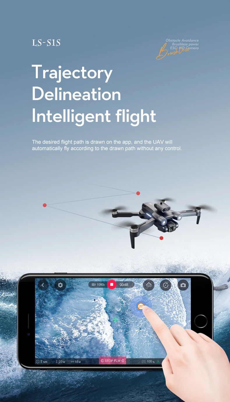 Minidron S1S: cámara dual 8K, motor sin escobillas, FPV de 3000 m, cuadricóptero plegable