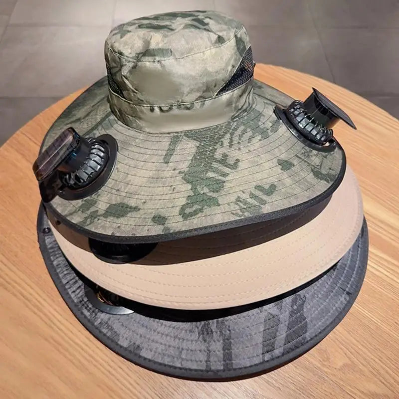Large Size Quick Dry Bucket Hat With Solar Powered Fan USB Charging Sun Hat For Men Outdoor Hiking Camping Fishing Cooling Wear Trekker Essentials