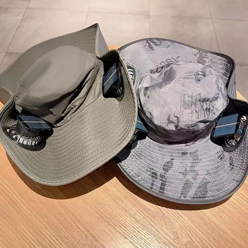 Large Size Quick Dry Bucket Hat With Solar Powered Fan USB Charging Sun Hat For Men Outdoor Hiking Camping Fishing Cooling Wear Trekker Essentials