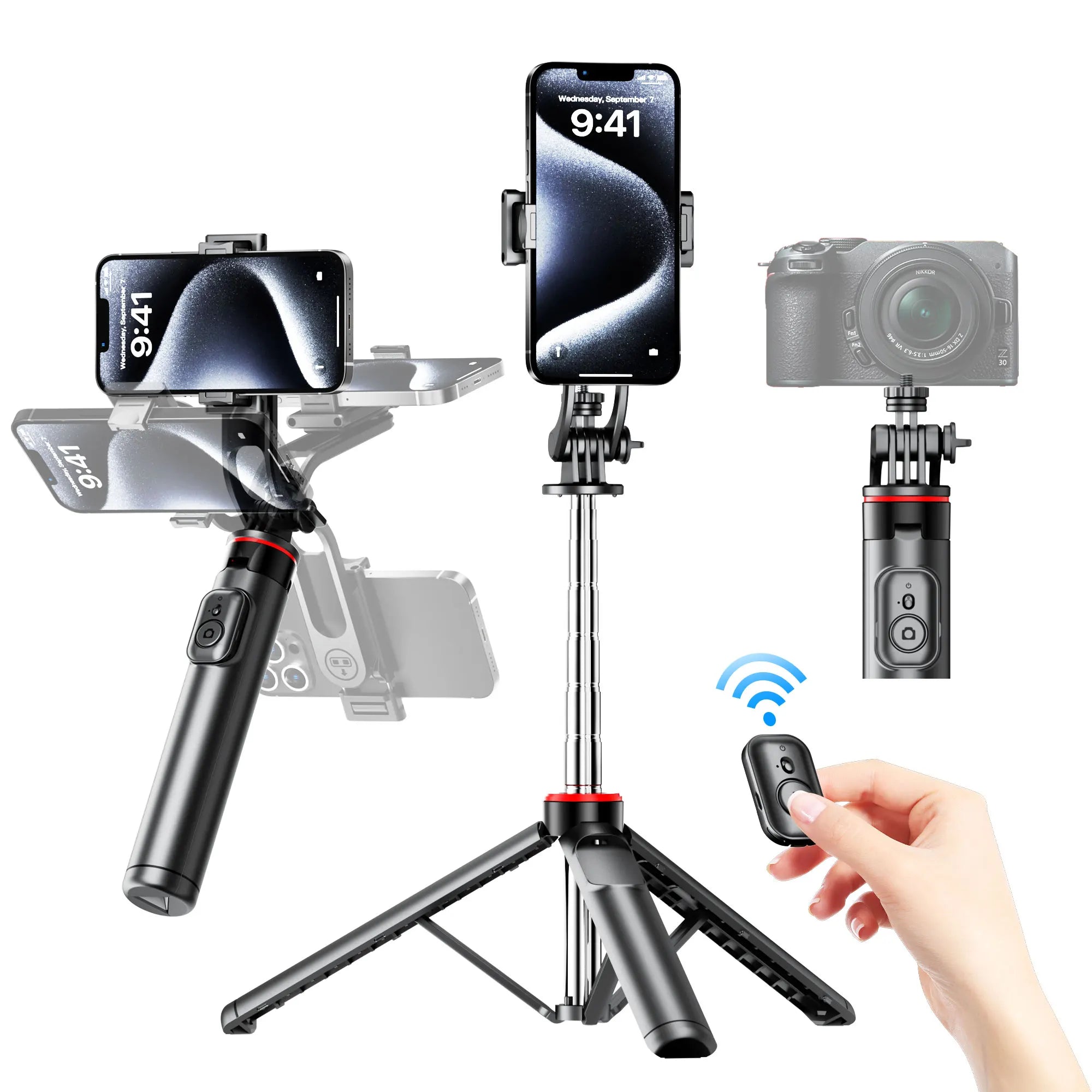 Portable Selfie Stick Tripod with Bluetooth Remote & 360° Phone Holder