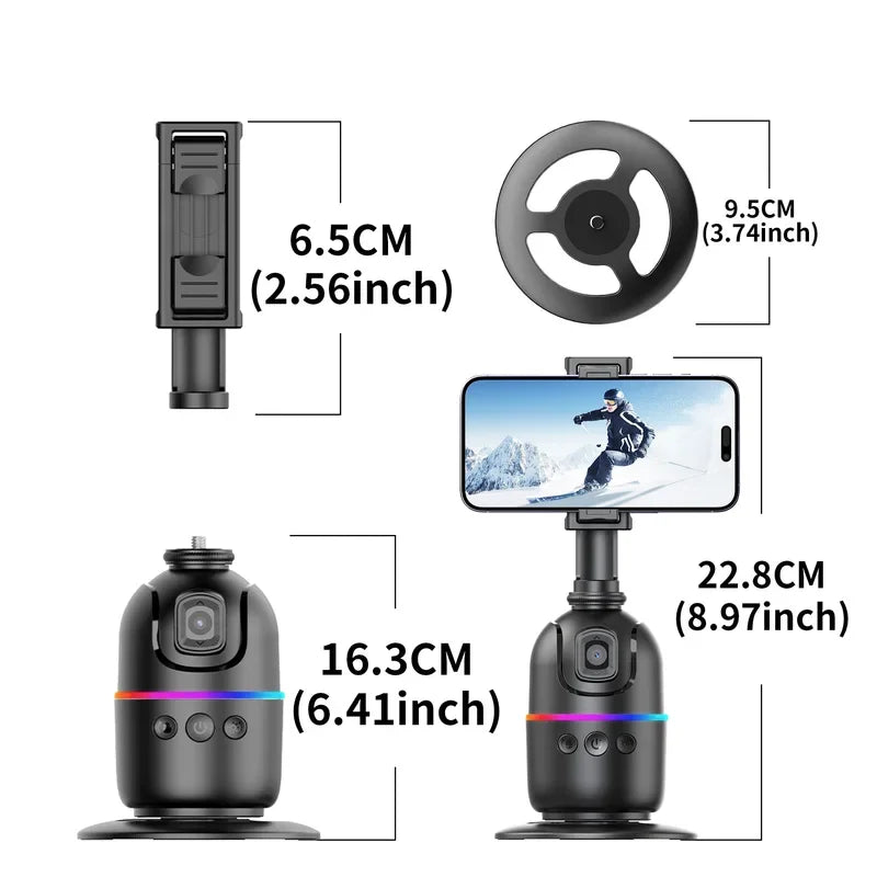 Smart 360° Auto Face Tracking Tripod with Gesture Control & Fill Lights