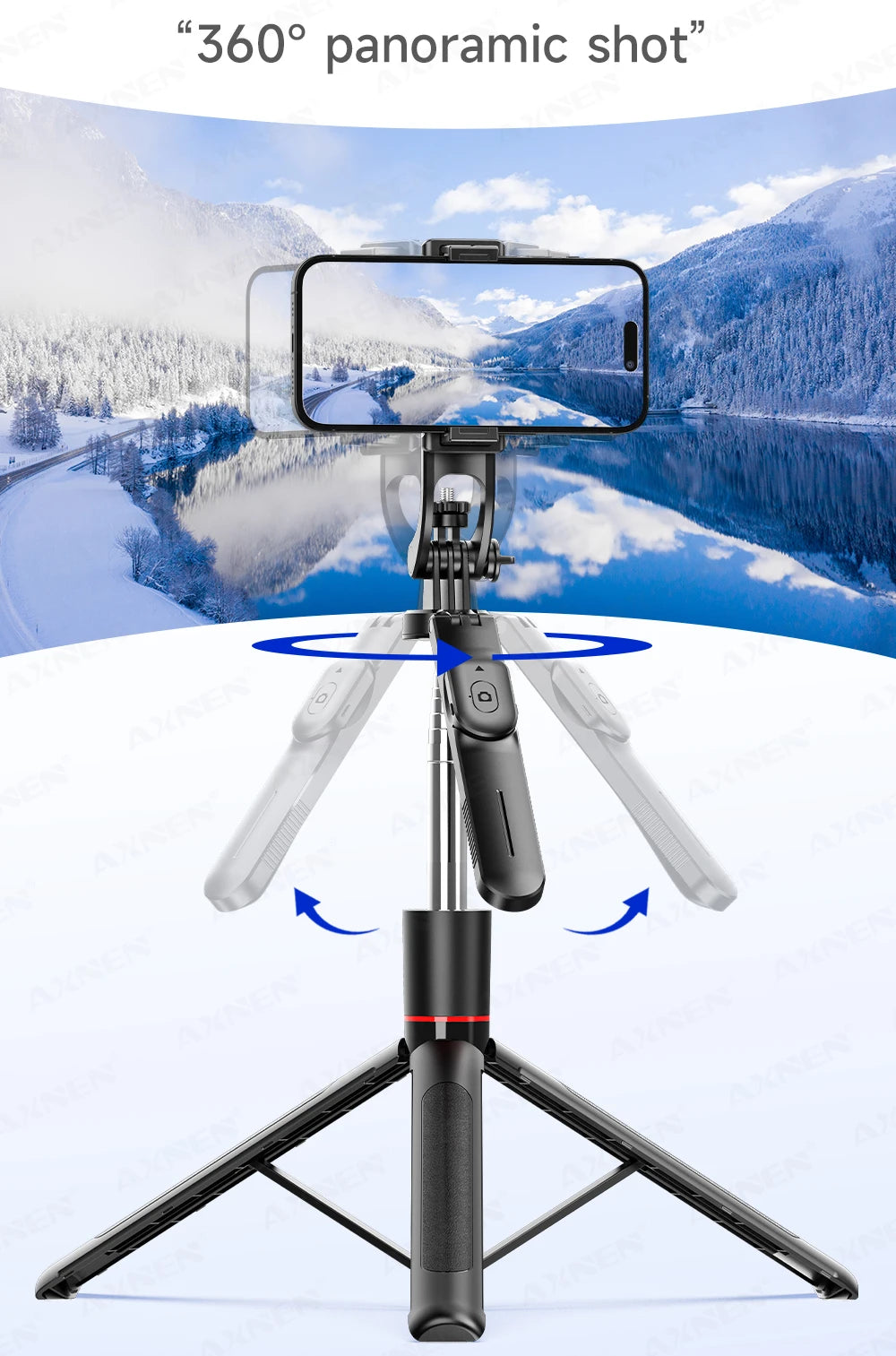 F16 Selfie Stick Tripod with 1708mm Long 8-Section Pole, Bluetooth Remote, 360° Rotation, 1/4 Interface, for Phone Camera Vlog Trekker Essentials