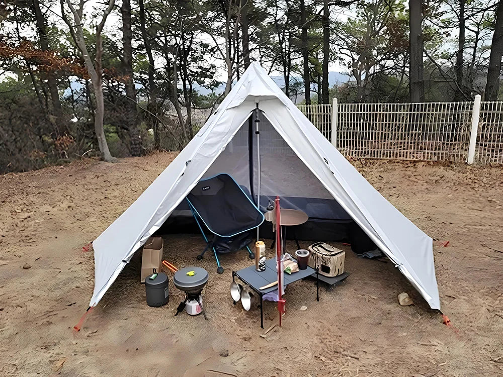 Ultralight Hot Tent with Chimney Port – 1 Person Pyramid Tipi Tent for Camping & Bushcraft Trekker Essentials