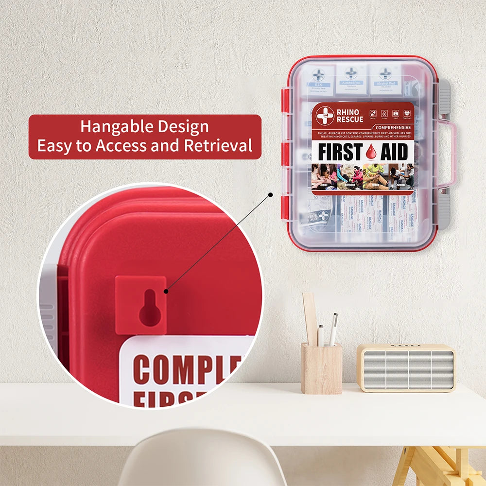 RHINO RESCUE 350-Piece First Aid Kit – OSHA-Compliant Professional Medical Kit for Home, Office & Emergency Use Trekker Essentials
