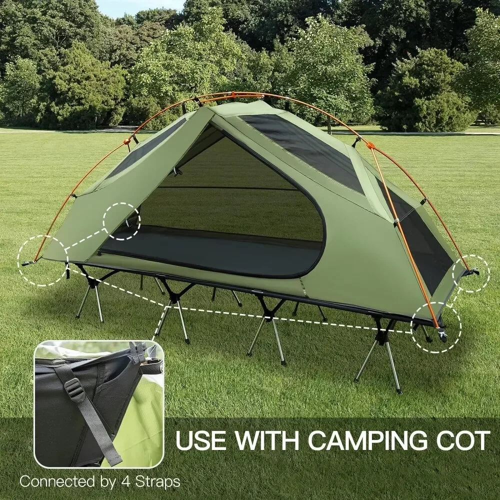 Night Cat 1-Person Camping Cot Tent – Waterproof Off-Ground Sleeping System with Mosquito Net & Aluminum Frame